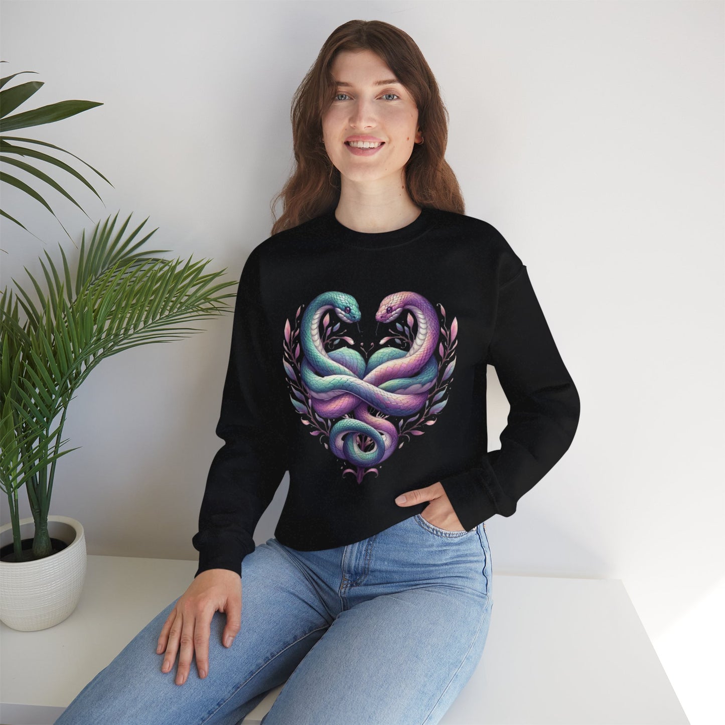 Snakes Heart Graphic Unisex Crewneck Sweatshirt