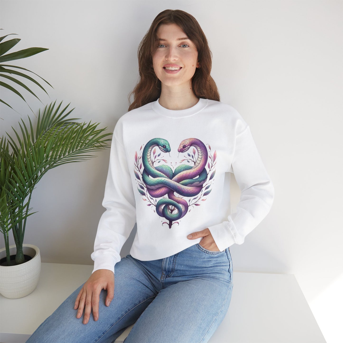 Snakes Heart Graphic Unisex Crewneck Sweatshirt