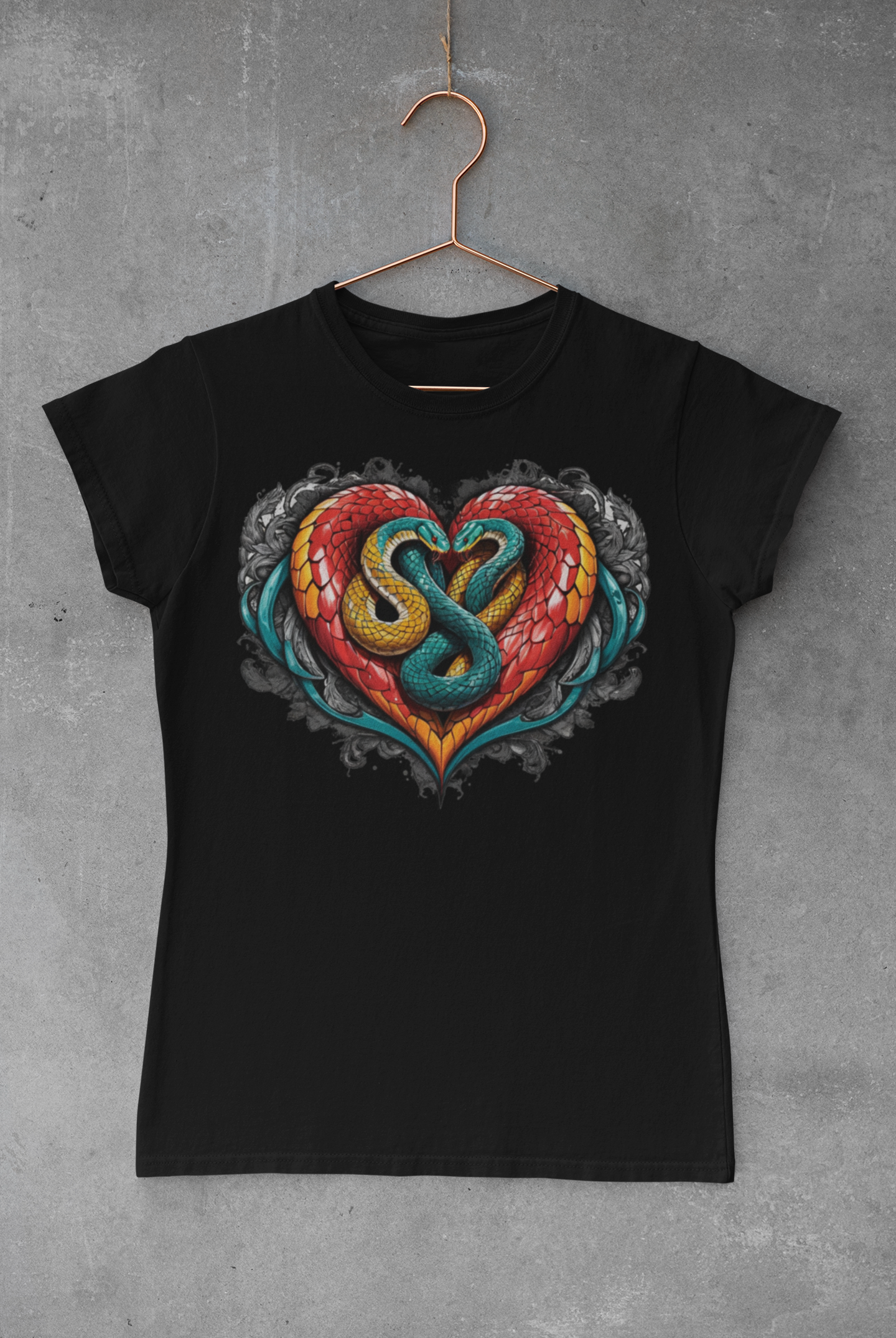 Tee Tribal Snake Heart Print Unisex T-shirt