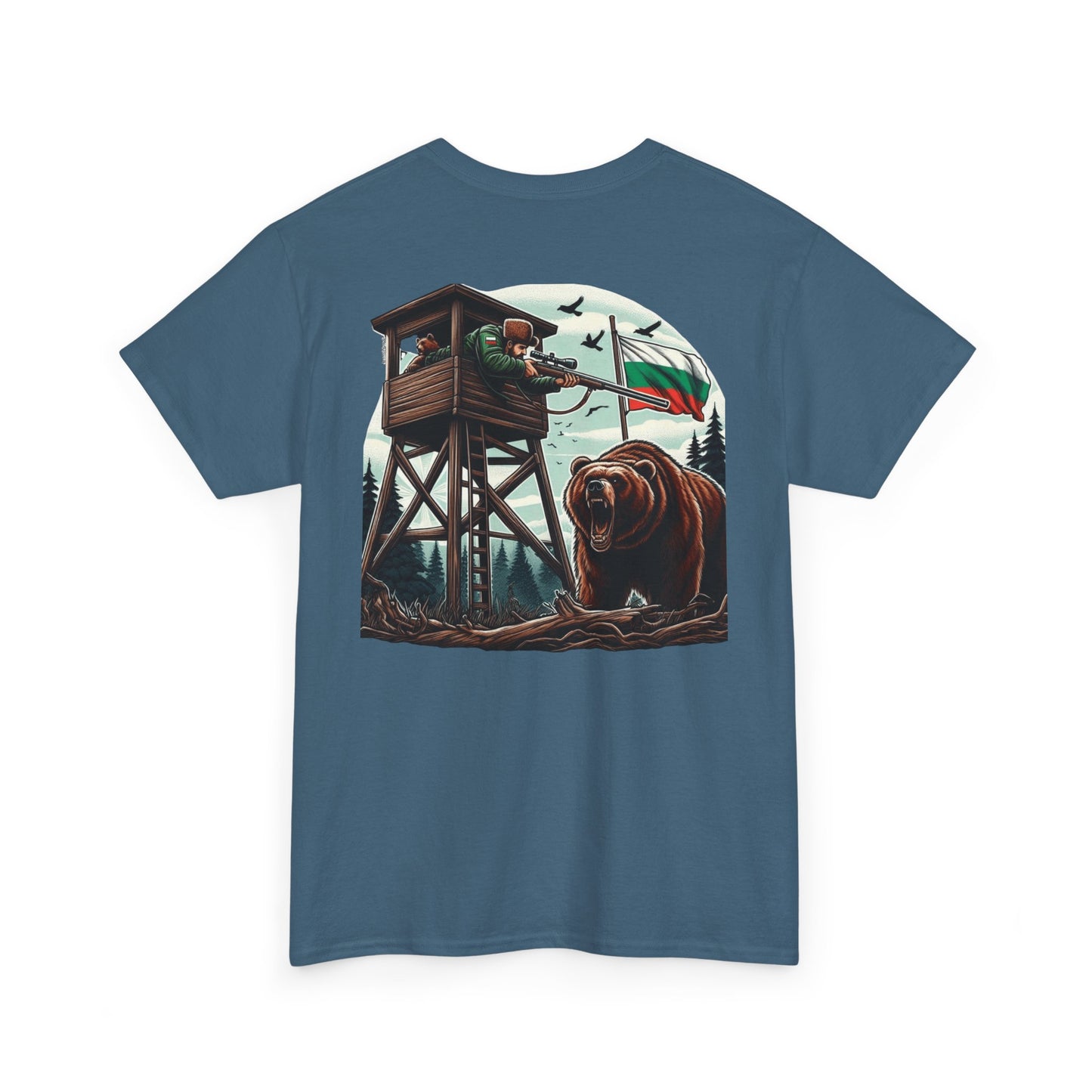 Adventure Awaits Unisex Heavy Cotton Tee - Wilderness Design with Bear & Lookout Tower